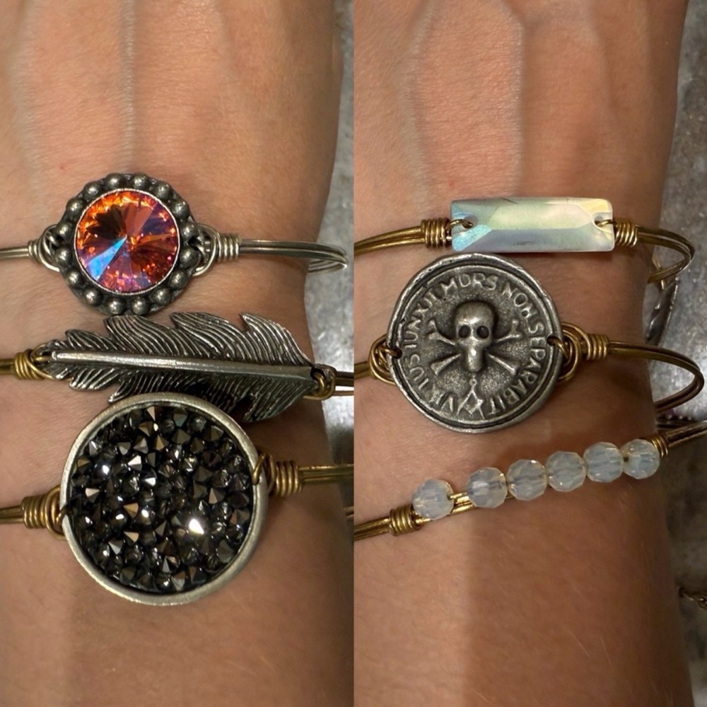 Elegant Mixed Metal and Crystal Bracelet Set